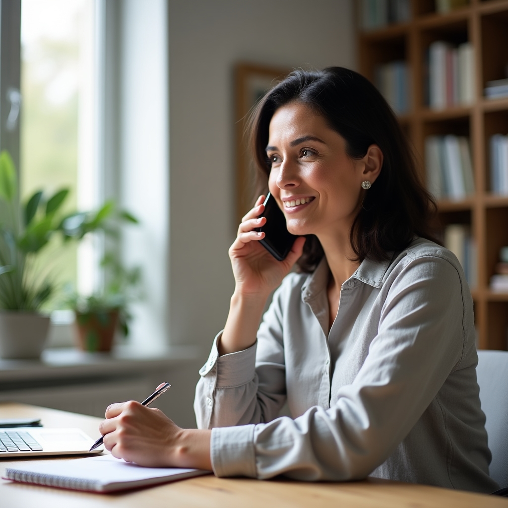 Persona che effettua una telefonata per richiedere informazioni sullo sgombero